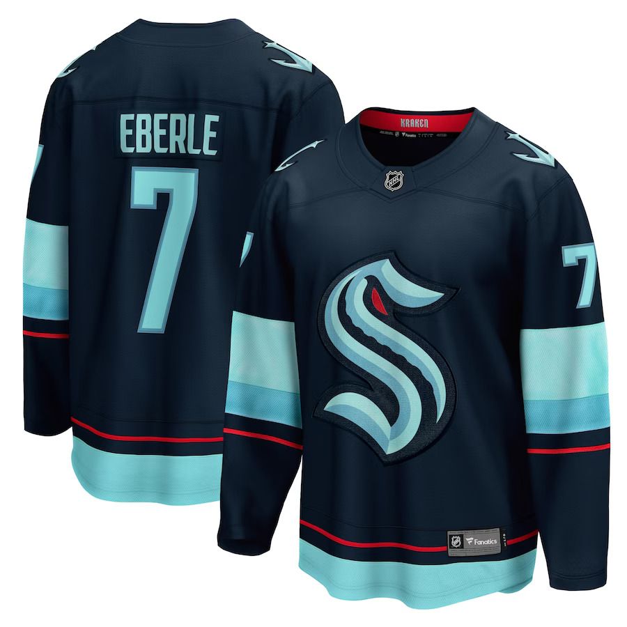 Men Seattle Kraken #7 Jordan Eberle Fanatics Branded Navy Home Breakaway Player NHL Jersey